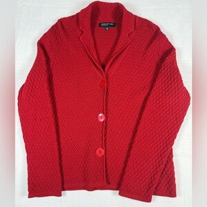 Jones New York Collection Red Button-up Cardigan Size Large
